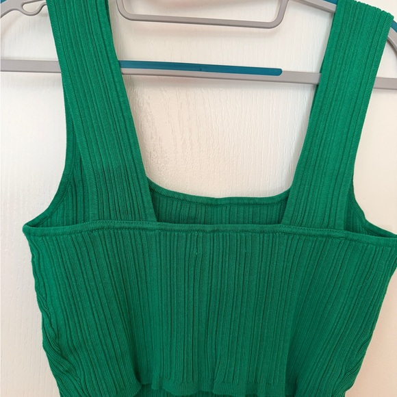 H&M Emerald Green Ribbed Square-Neck Crop Tank - Picture 2 of 3